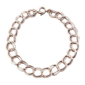 Vintage Sterling Double Curb Charm Bracelet